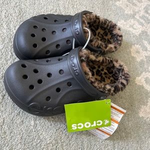 Crocs baya lined clog womens 8 mens 6 leopard onyx